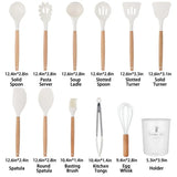 12‑Piece Silicone Cooking Utensil Set with Wooden Handles + Holder (Random Color)