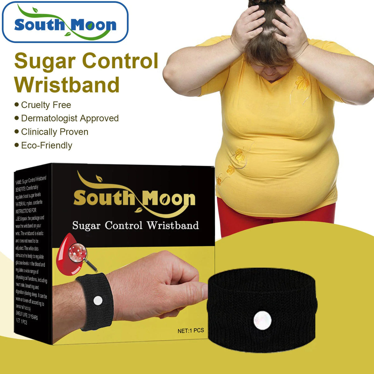 (50% OFF -Limited time Offer ) South Moon Sugar Control Wristband Recommended by American Doctors– Regulate Blood Sugar Naturally | Natural Diabetes Management Support for Diabetic patients