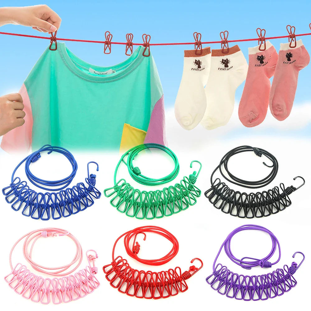 Portable Rope for Drying Clothes with Clips – Dry Clothes Anywhere, Anytime!