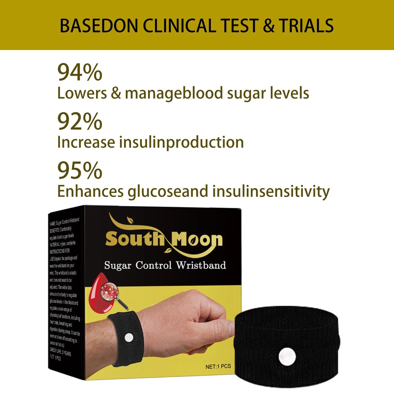 (50% OFF -Limited time Offer ) South Moon Sugar Control Wristband Recommended by American Doctors– Regulate Blood Sugar Naturally | Natural Diabetes Management Support for Diabetic patients