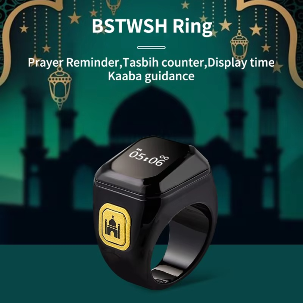 Muslim Smart Ring Islamic Gifts Electronic Tally Zikr Counter Digital Tasbeeh Ring Qibla Zikr Ring – Smart Tasbih Zikr Ring, Muslim Prayer, Prayer Timing Reminder – Random Color