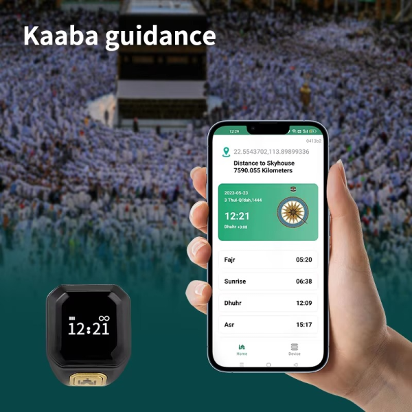 Muslim Smart Ring Islamic Gifts Electronic Tally Zikr Counter Digital Tasbeeh Ring Qibla Zikr Ring – Smart Tasbih Zikr Ring, Muslim Prayer, Prayer Timing Reminder – Random Color